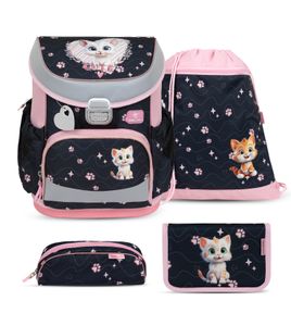 Belmil Schulranzen Set MINI FIT 2024 Cute Kitten (Motiv: Katze Kätzchen) für Mädchen ab 1. Klasse Grundschule Einschulung