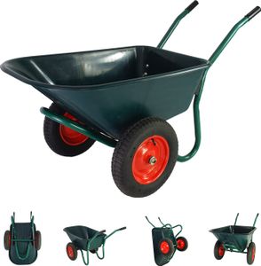 2-Rad Schubkarre 100 L 160 kg Gartenschubkarre Schiebkarre Luftrad Metallfelge grün