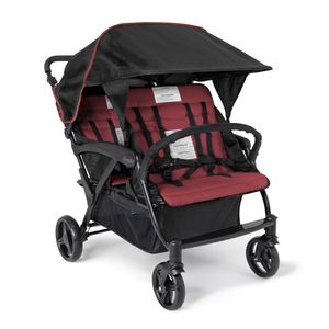 Gaggle Odyssey 4x4 Quad Kinderwagen für 4 Kinder Rot/Schwarz | Multi Babywagen für mehrere Kinder Zusammenklappbar