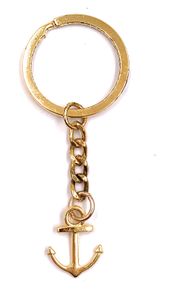 Onwomania Schlüsselanhänger Goldner Anker Chain Metall Anhänger Charm