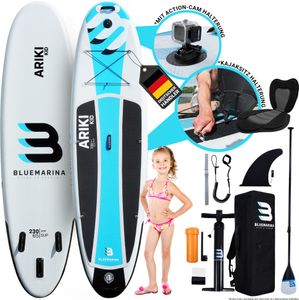 Bluemarina SUP Board Ariki Kid | Stand Up Paddle - Aufblasbar mit Pumpe - Rucksack - 3 Finnen-System - Drop Stitch - Bis 90 Kg (230x65x10cm / 7'7")