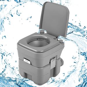 GOPLUS Campingtoilette Reisetoilette tragbare Toilette Outdoor WC mobiles WC 20L,Grau, bis zu 100 kg belastbar (Grau)