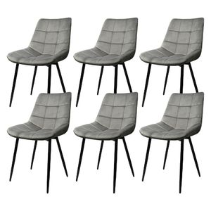 6er Set Esszimmerstühle Polsterstuhl mit Rückenlehne, bis 120 kg belastbar,Metallbeine,Schwarz