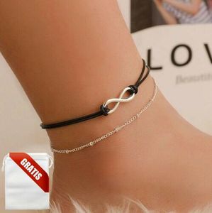 Fußkettchen Damen Leder Infinity Ewig Fußkette Silber Fusskette Schmuck Geschenk