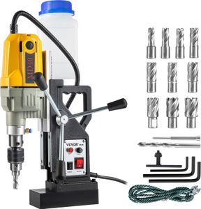 VEVOR 1100 W Magnetická vŕtačka Magnetická vŕtačka 12000 N Elektrická jadrová vŕtačka Priemyselná vŕtačka s 12 vrtákmi, max. Hĺbka 55 mm, pre oceľové konštrukcie lodí a mostov