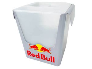 Red Bull Eisbox aus Kunststoff mit herausnehmbarem Tropfeinsatz und Deckel - 23,5x24,5cm Bar Eiskübel Flaschenkühler Eis Box Kühlbox