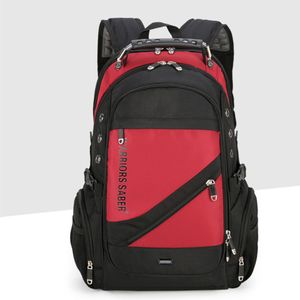Herren Verstellbare Riemen-Rucksack-Schule Reißverschluss Daypack Wasserdichte Multi-Taschen Rucksack, Farbe: Rot, Größe: 17 Zoll