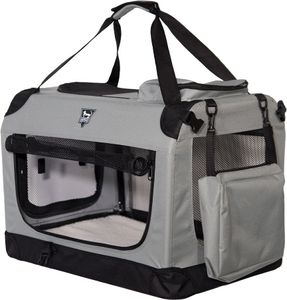 SPOCADO "Palace" Transportbox | 60 x 42 x 42 cm | Faltbar | 3 Reißverschluss-Öffnungen | Inkl. Liegedecke | Perfekt für Reisen | grau | SCO-16