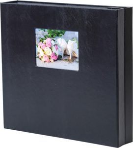 HNFD Maxi-Fotoalbum Lona schwarz 34,5x33 cm 100 schwarze Seiten