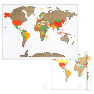 Navaris Weltkarte Landkarte zum Rubbeln - 82 x 59 cm Rubbelkarte mit Rubbelchip - Scratch Off World Map Poster English - Rubbel Karte in Weiß