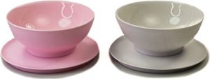 TUPPERWARE Allegra Shine Dezertní miska 275 ml šedá + růžová se třpytkami Dezertní miska + utěrka na mytí nádobí