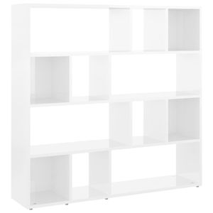 vidaXL Bücherregal/Raumteiler Hochglanz-Weiß 105x24x102 cm