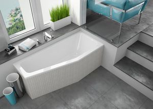 Eckbadewanne Badewanne KEOS RECHTS 160x70 mit Füßen und Ablaufgarnitur GRATIS