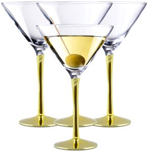 4x Martini Glas Martinigläser Gläser Martinischale Cocktailglas Cocktail Sekt Champagner Dessert Schale Gold