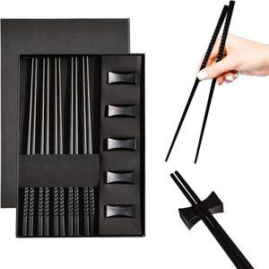 5er Set Premium Essstäbchen Glasfaser Wiederverwendbar inkl. Ablage Sushi Stäbchen Chopsticks