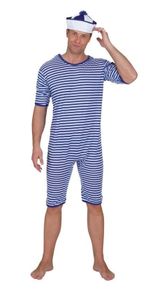 O818-XL blau-weiß gestreift  Herren Bade Anzug Ringel Kostüm Gr.XL