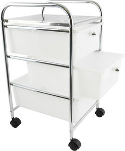 MSV Rollwagen Badwagen Haushaltswagen Rollcontainer Badregal Stahl 33 x 40 x 62.5 cm
