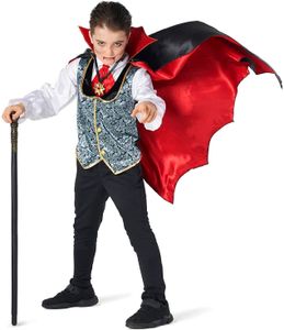 Vampir "Dracula" Kostüm für Kinder | Halloween Kostüm mit Vampirumhang Größe: 140-152
