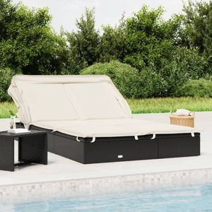 vidaXL 2-Personen-Sonnenliege mit Dach Schwarz 213x118x97 Poly Rattan vidaXL 2-Personen-Sonnenliege mit Dach Schwarz 213x118x97 Poly Rattan