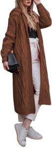 Lange Strickjacke mit Kapuze – gemütlicher, lässiger Strickpullover für Damen