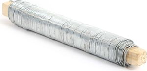 Wiltec remeselný drôt strieborný pozinkovaný 0,7 mm x 33 m, navíjací drôt na remeselné práce a viazanie, oceľový floristický drôt, drôt s dreveným vinutím, šperkársky drôt - pružný a pevný