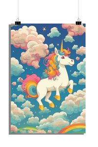 Einhorn Poster - Himmel Poster - Für Kinderzimmer Poster - 51x71cm - Perfekt zum Einrahmen