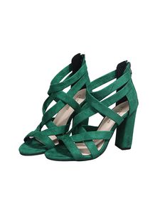 Damen Sommer Hochhackig Sandalen Reißverschlusstäts Schuhe Peep Zehen Mode Sandale Grün,Größe 40