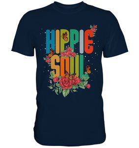 Frauen Hippie Schmetterling T-Shirt – Navy / M