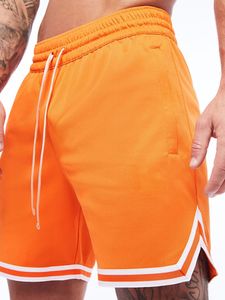Herren Fit Kordelzug Sport Gym Lose einfarbige Shorts Hot Pants,Farbe: Orange Gelb,Größe:XL