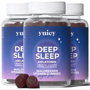 yuicy® 1mg Melatonin Deep Sleep Gummibärchen | Zum Einschlafen | Zuckerfrei & Vegan