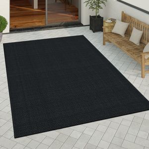 In- & Outdoor Teppich Küchenteppich Einfarbiges Design Sisal Optik Schwarz, Grösse:160x220 cm