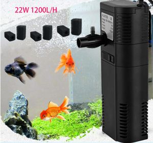 Powerdelux 1200L/h  Multifunktionaler Aquarium Innenfilter Pumpe  Sauerstoffversorgung mit 6 Filterschwämmen
