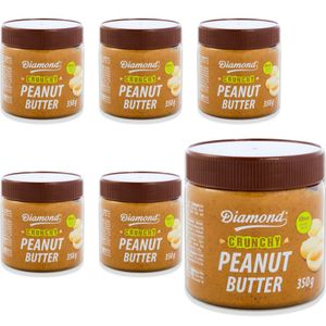 6er-Pack DIAMOND Erdnussbutter Crunchy - mit Erdnussstückchen 350g | Ohne Zuckerzusatz | Peanut Butter