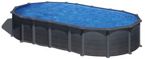GRE Stahlwandbecken Set Capri oval 3,75m x 7,30m x 1,32m Super Komplettset Pool Ovalpool / 375 x 730 x 132 cm Stahlwandpool Ovalbecken Poolset