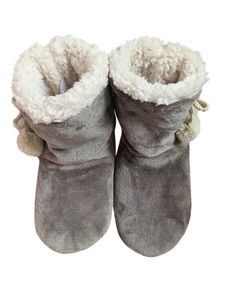 Damen Mädchen Stiefeletten Indoor Hausschuhe Warme Stiefeletten Socken Lässig Plüsch Weiche Sohlen Winter Weihnachten,Farbe: Grau,Größe:39-41