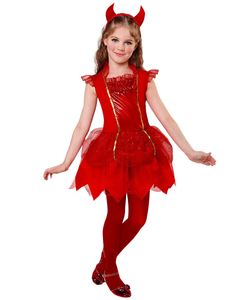 Dämonisches Teufel-Kostüm für Mädchen Halloweenkostüm rot