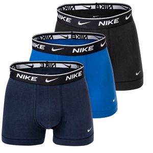 NIKE Herren Boxer Shorts, 3er Pack - Trunks, Logobund, Cotton Stretch Blau/Schwarz XL
