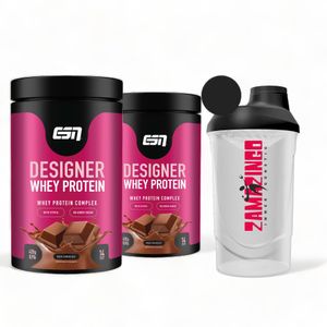 2x ESN Designer Whey Protein Milk Chocolate 420g | Hochwertiges Eiweißpulver und Nahrungsergänzungsmittel für effektiven Muskelaufbau | Gratis Zama4zingo Protein Shaker 600ml
