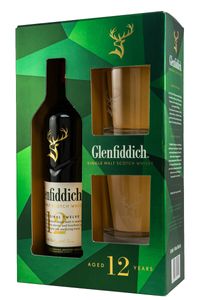 Glenfiddich 12 Jahre Geschenkset Speyside Single Malt Scotch Whisky 0,7l, alc. 40 Vol.-%