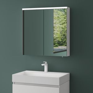 Mai & Mai Spiegelschrank Bad mit LED Beleuchtung Badezimmerschrank Hängeschrank Badezimmerspiegel BxTxH 70x15x70 cm Weiß matt Spiegelschrank-03