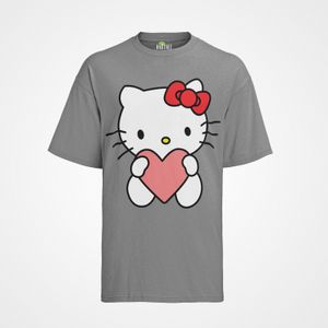 Bio Baumwolle Damen T-Shirt Oversize Hello Kitty Hallo Herz Katze Süße Katze