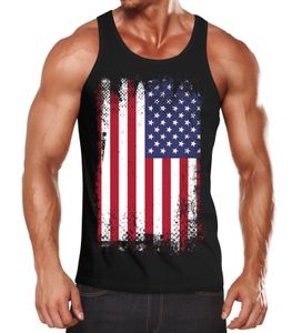 Herren Tanktop Tank Top - Amerika USA Flagge - Body Fit MoonWorks®  M