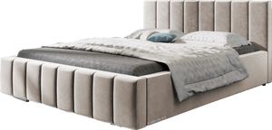 Polsterbett Bett mit Kopfstütze, Rahmenbettgestell, Bettkasten und Lattenrost Doppelbett Gepolsterter Kopfteil Samststoff Stauraumbett Bett 01 - 180x200 - Light Beige (TRINITY 2) Polsterbett Bett mit Kopfstütze, Rahmenbettgestell, Bettkasten und Lattenrost Doppelbett Gepolsterter Kopfteil Samststoff Stauraumbett Bett 01 - 180x200 - Light Beige (TRINITY 2)