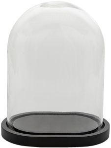 Clayre & Eef Glocke 26x18x32 cm Schwarz Holz Glas Oval