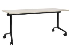 BELIANI Schreibtisch Heller Holzfarbton u. Schwarz 160 x 60 cm Klappbar Faltbar mit Rollen Mobil Bürotisch für Homeoffice Büro Modernes Design