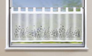 Scheibengardine »Bodrum« HxB 45x140 cm Blumen Schwarz Bistrogardine Sichtschutz Dekoration Transparent Voile Küchenfenster Modern, 2022410