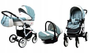 BabyLux® White Lux | 3in1 Kinderwagen Bambimo | Bottle Green | Kombikinderwagen | Kinderwagenset | B