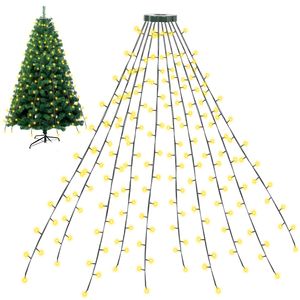 LED rozprávkové svetlá vianočný stromček 280 LED 2,8 m vonkajšie vianočné stromčeky s krúžkom Vianočný stromček svetlá LED stromček plášť teplá biela