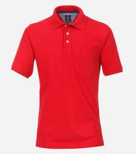 REDMOND Herren Polo-Shirt Kurzarm Polokragen Knopfleiste Casual Fit Baumwolle Piqué Pflegeleicht uni Rot 4XL