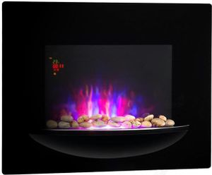 Klarstein Feuerschale - Elektrický nástěnný krb, 1800 W, elektrický ohřívač s ventilátorem, 2 nastavení ohřevu, iluze plamene, funkce adaptivního startu, týdenní časovač, dálkové ovládání, černá
